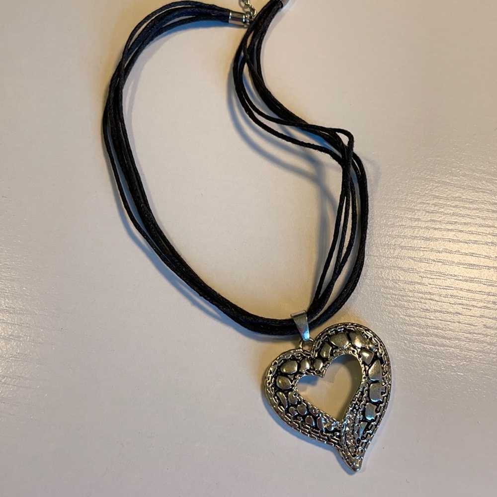 5 strand cord with heart pendant